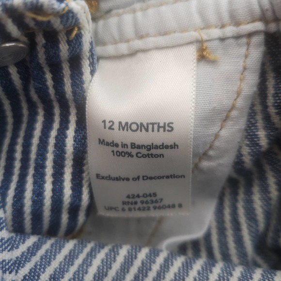 OshKosh B'Gosh Hickory Striped Pant Overalls Dungarees Sz 12M - Picture 9 of 9